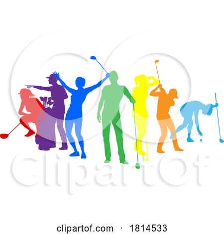 Golfers Golfing Silhouette Golf People Silhouettes by AtStockIllustration