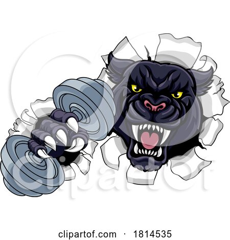 Panther Jaguar Leopard Weight Lifting Gym Mascot by AtStockIllustration