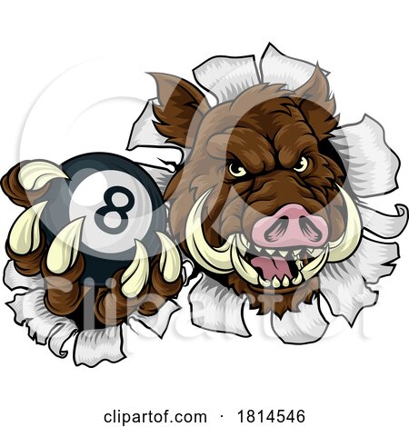 Boar Wild Hog Razorback Warthog Pig Pool Mascot by AtStockIllustration