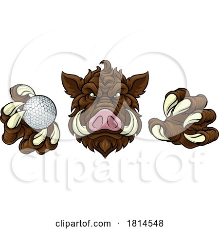 Boar Wild Hog Razorback Warthog Pig Golf Mascot by AtStockIllustration