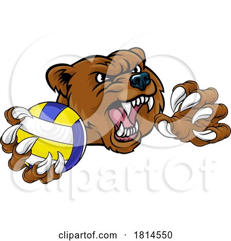 Bear Volleyball Volley Ball Claw Grizzly Mascot by AtStockIllustration