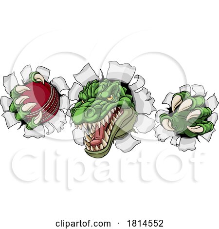 Crocodile Dinosaur Alligator Cricket Sports Mascot by AtStockIllustration