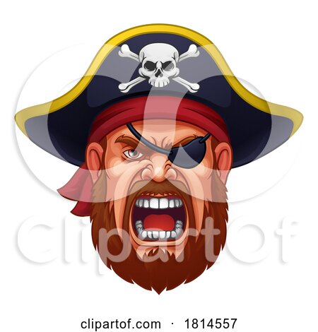 Pirate Captain Angry Mascot Cartoon Man Face Head by AtStockIllustration