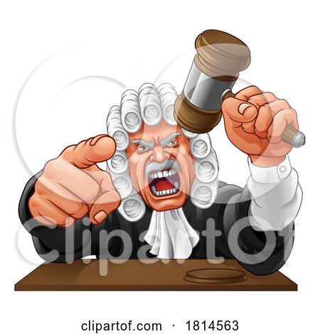 Angry Judge Hammer Gavel Cartoon Character by AtStockIllustration