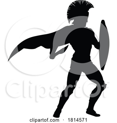 Spartan Silhouette Gladiator Trojan Greek Warrior by AtStockIllustration