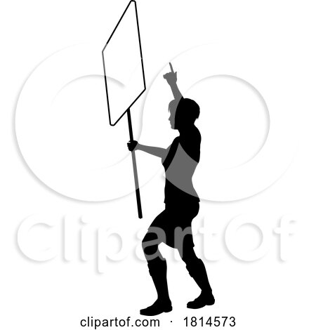 Protest Rally March Picket Sign Silhouette Person by AtStockIllustration