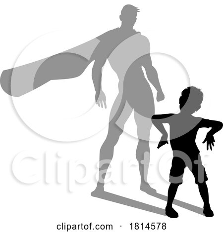 Superhero Child Kid with Super Hero Shadow by AtStockIllustration