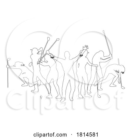 Golfers Golfing Silhouette Golf People Silhouettes by AtStockIllustration