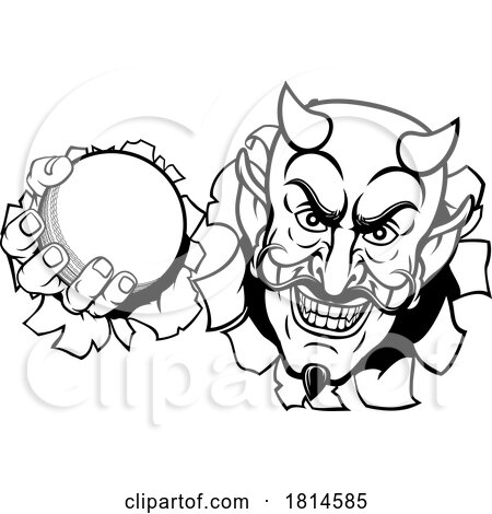 Devil Satan Cricket Sports Mascot Cartoon by AtStockIllustration