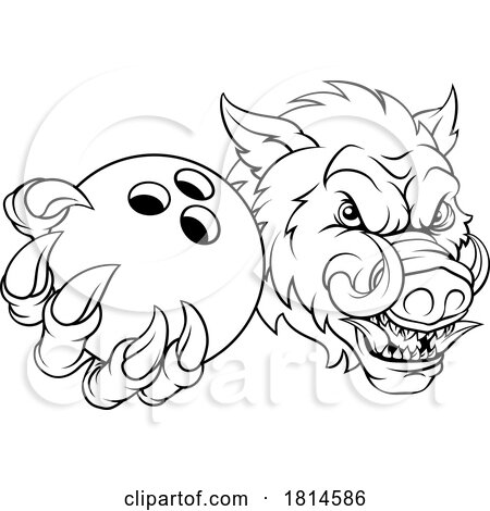 Boar Wild Hog Razorback Warthog Pig Bowling Mascot by AtStockIllustration