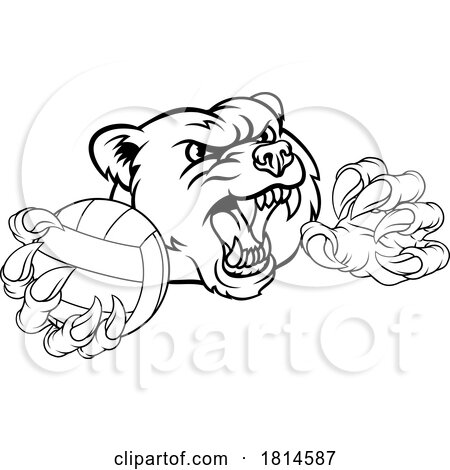 Bear Volleyball Volley Ball Claw Grizzly Mascot by AtStockIllustration