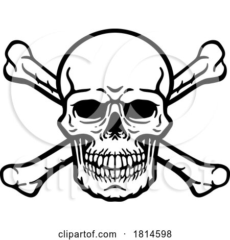 Skull and Crossbones Pirate Grim Reaper Cartoon by AtStockIllustration