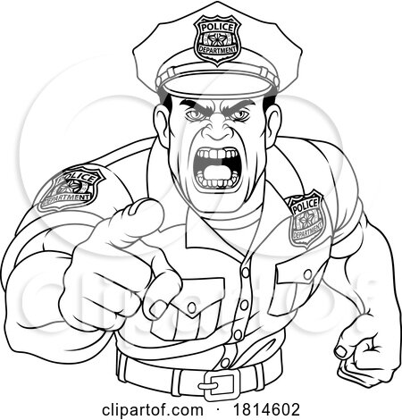 Policeman Angry Police Man Cartoon Character Cop by AtStockIllustration