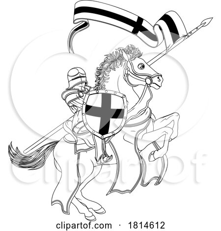 St George Medieval Joust Flag Knight on Horse by AtStockIllustration