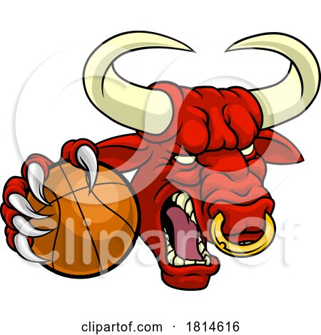 Bull Minotaur Longhorn Cow Basketball Mascot by AtStockIllustration