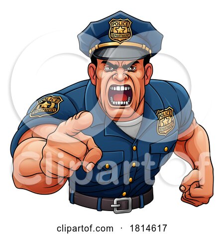 Policeman Angry Police Man Cartoon Character Cop by AtStockIllustration