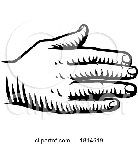 Hand Palm out Back or Rear Vintage Woodcut Style by AtStockIllustration