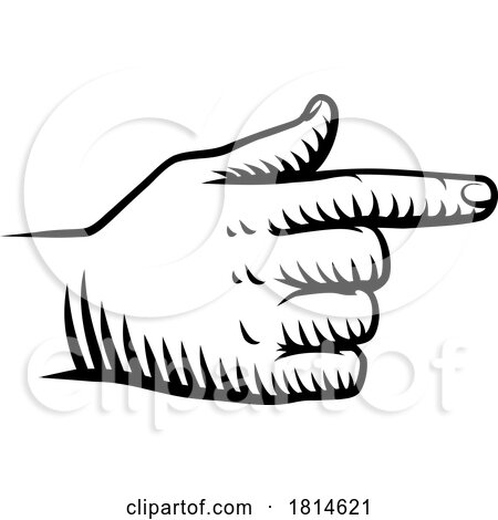 Hand Pointing Finger Etched Vintage Woodcut Style by AtStockIllustration