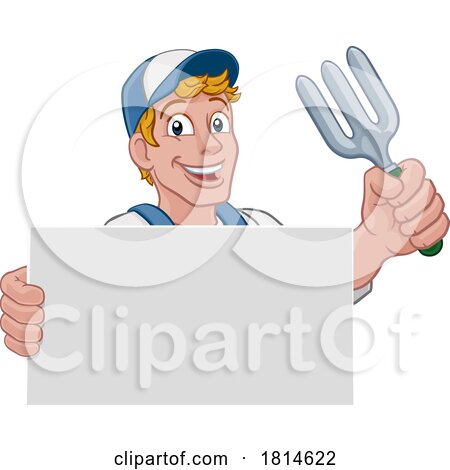 Gardener Cartoon Garden Tool Man Farmer Mascot by AtStockIllustration