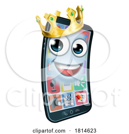 Mobile Phone King Crown Cartoon Mascot by AtStockIllustration