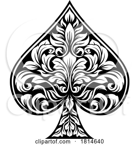 Ace of Spades Filigree Symbol Playing Card Pattern by AtStockIllustration