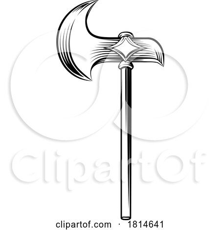 Axe Medieval Weapon Vintage Woodcut Tattoo Style by AtStockIllustration