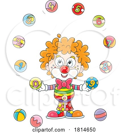 Cute Clown Juggling Numbers Licensed Stock Image by Alex Bannykh