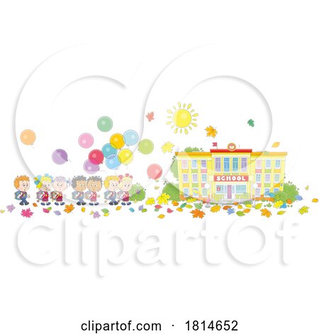 School Children with Balloons at School Licensed Stock Image by Alex Bannykh