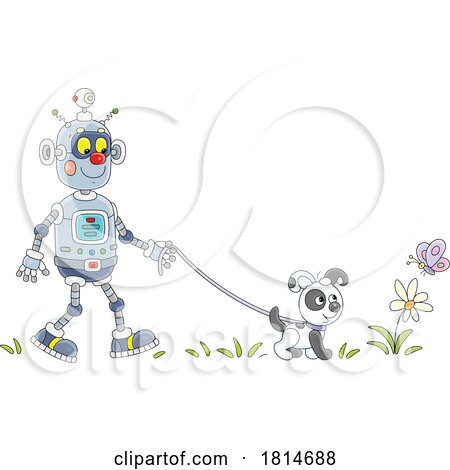 Robot Walking a Dog Licensed Stock Image by Alex Bannykh