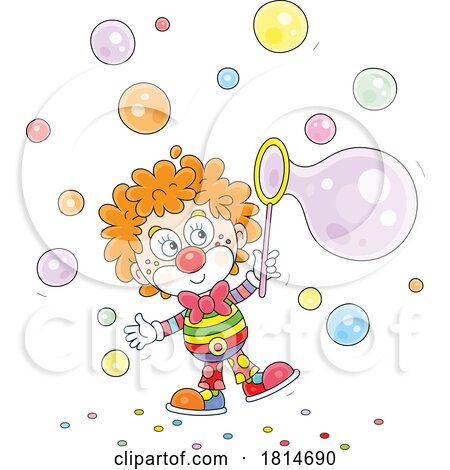 Cute Clown Making Bubbles Licensed Stock Image by Alex Bannykh