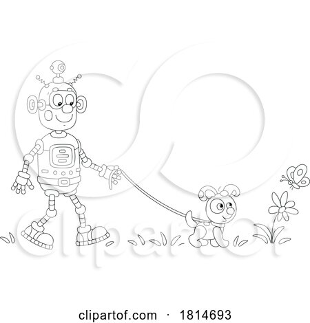 Robot Walking a Dog Licensed Stock Image by Alex Bannykh