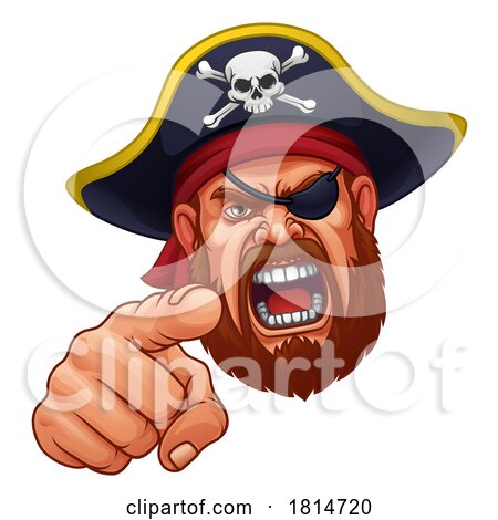 Pirate Captain Angry Mascot Cartoon Man Face Head by AtStockIllustration