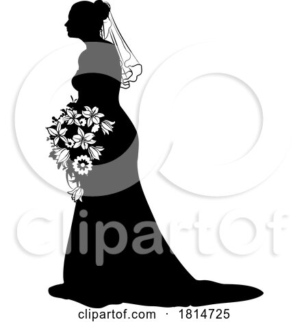 Bride Bridal Wedding Dress Silhouette Woman Design by AtStockIllustration