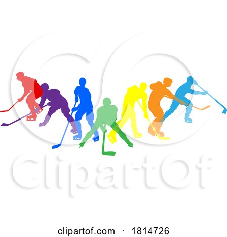 Ice Hockey Silhouette People Player Silhouettes by AtStockIllustration