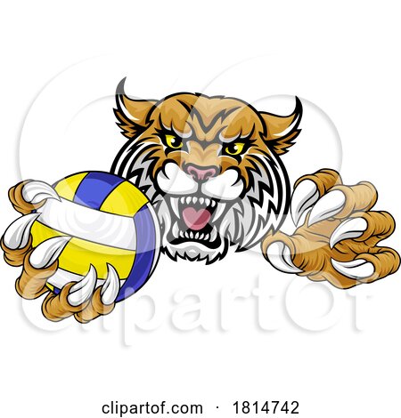 Wildcat Cougar Lynx Lion Volleyball Claw Mascot by AtStockIllustration