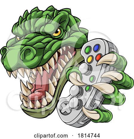 Crocodile Dinosaur Alligator Gamer Gaming Mascot by AtStockIllustration