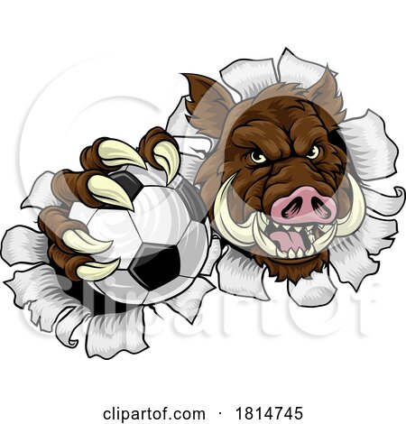 Boar Wild Hog Razorback Warthog Pig Soccer Mascot by AtStockIllustration