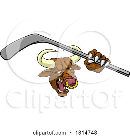 Bull Minotaur Longhorn Cow Ice Hockey Mascot by AtStockIllustration