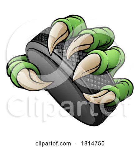 Ice Hockey Puck Claw Cartoon Monster Animal Hand by AtStockIllustration