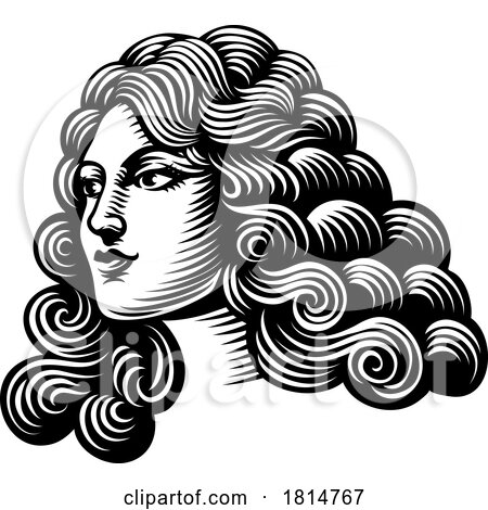 Woman Medieval Style Head Face Vintage Woodcut by AtStockIllustration