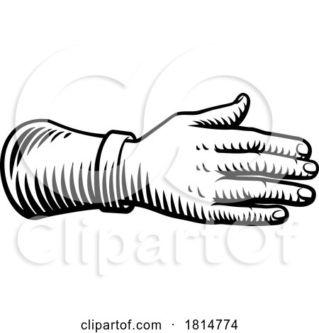 Hand Palm out Back or Rear Vintage Woodcut Style by AtStockIllustration