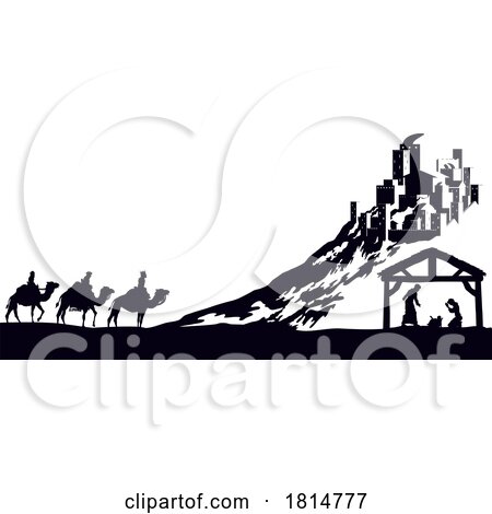 Christmas Nativity Scene Bethlehem Manger Wise Men by AtStockIllustration