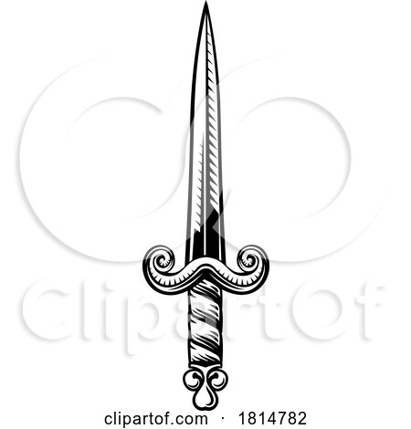 Sword Medieval Weapon Vintage Woodcut Tattoo Style by AtStockIllustration