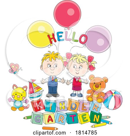 Cartoon Kindergarten Students Licensed Clipart by Alex Bannykh