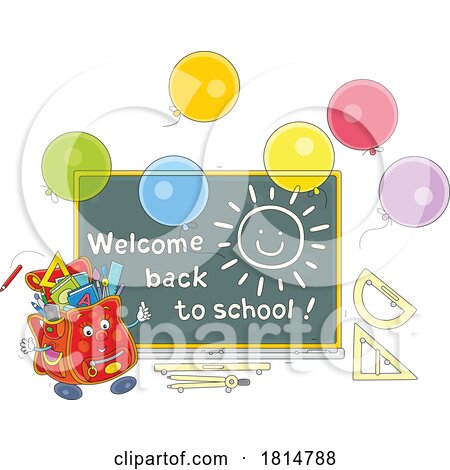 Cartoon Welcome Back to School Design Licensed Clipart by Alex Bannykh