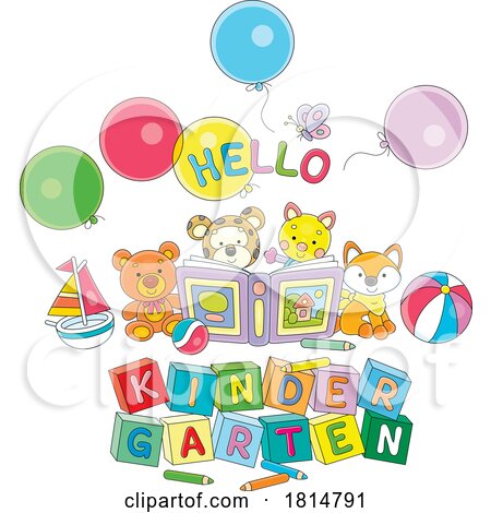 Cartoon Hello Kindergarten Greeting Licensed Clipart by Alex Bannykh