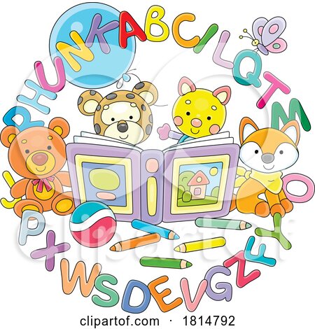 Cartoon Alphabet Letters Around Toys Licensed Clipart by Alex Bannykh