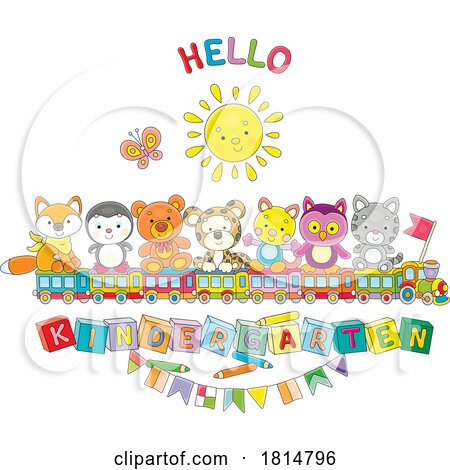 Cartoon Hello Kindergarten Greeting Licensed Clipart by Alex Bannykh