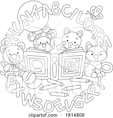 Cartoon Alphabet Letters Around Toys Licensed Clipart by Alex Bannykh