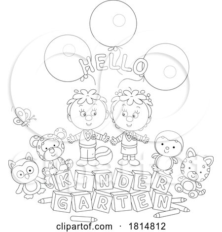 Cartoon Kindergarten Students Licensed Clipart by Alex Bannykh